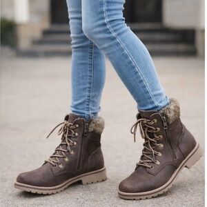 Brown Faux Suede Ankle Boots – Like New 🤎